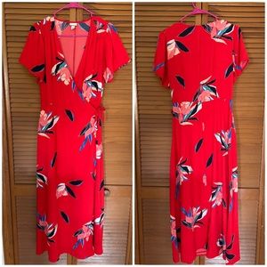 A New Day Red Floral wrap dress